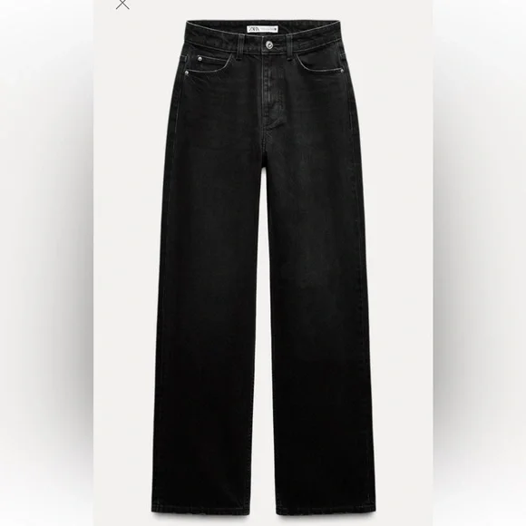 Zara High Rise Straight Black Jeans - Picture 12 of 12
